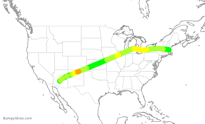Turbulence forecast map for DAL514, BOS to PHX