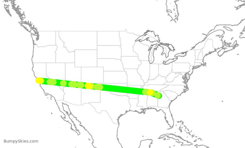 Turbulence forecast map for DAL517, SFO to ATL