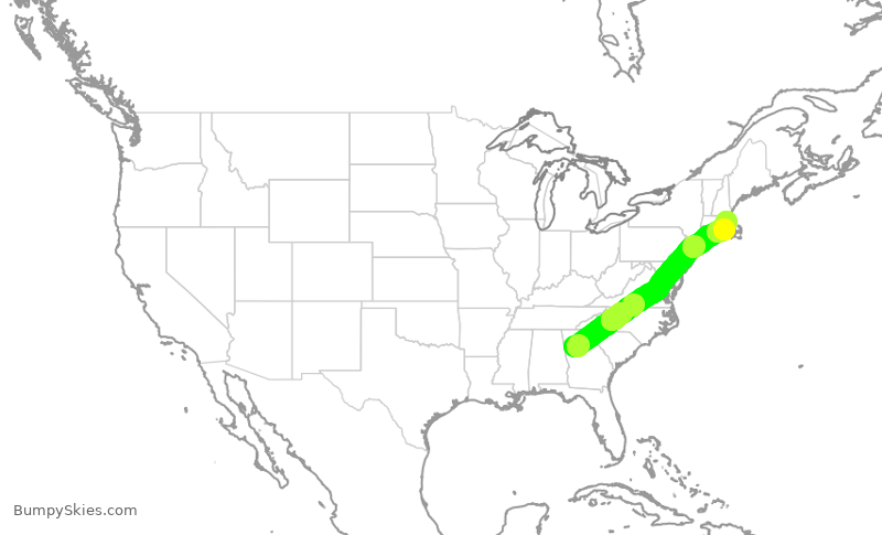 Turbulence forecast map for DAL518, ATL to BOS