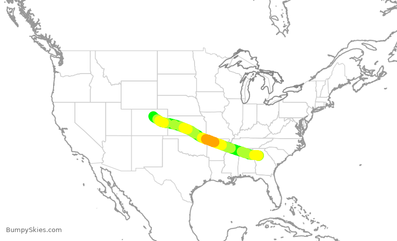 Turbulence forecast map for DAL519, ATL to DEN