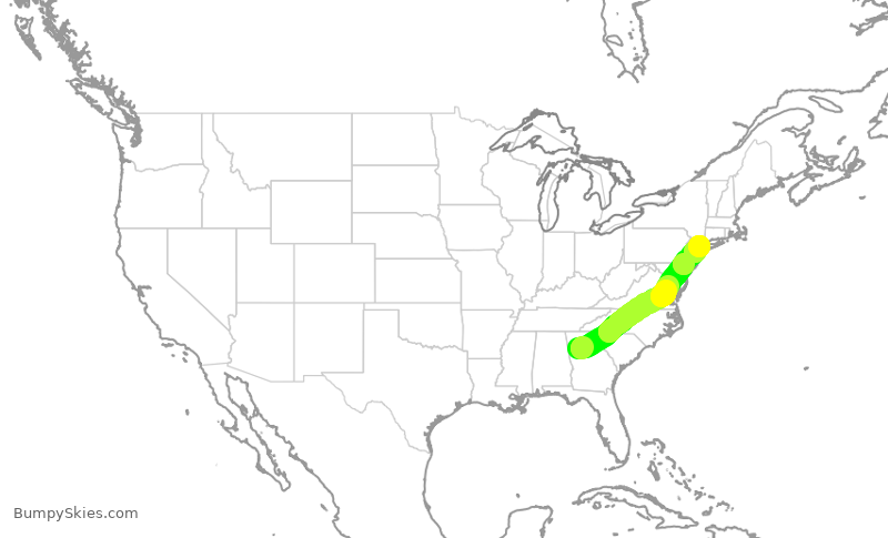 Turbulence forecast map for DAL520, ATL to LGA