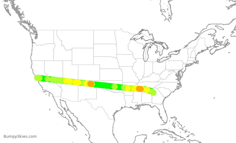 Turbulence forecast map for DAL531, SFO to ATL