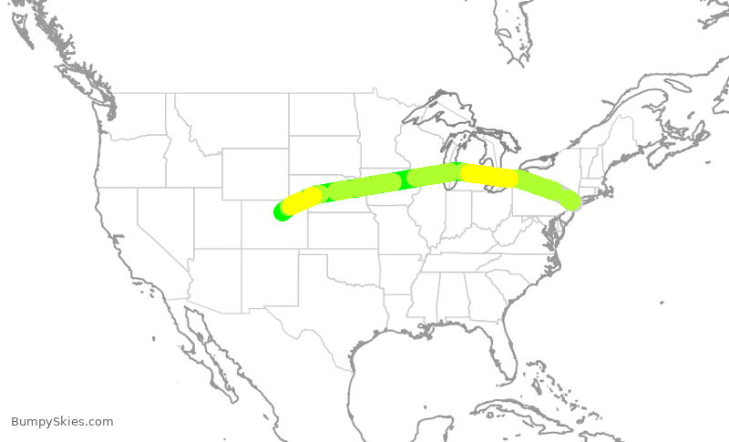 Turbulence forecast map for DAL532, JFK to DEN