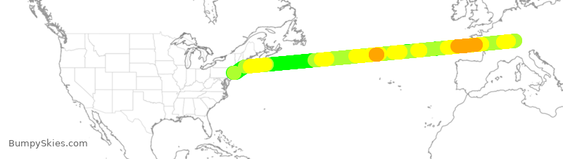 Turbulence forecast map for DAL53, SZH to JFK
