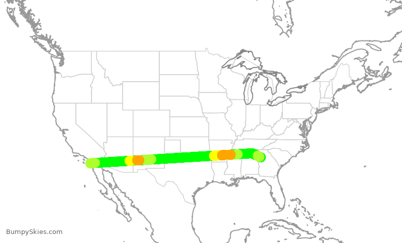 Turbulence forecast map for DAL540, SAN to ATL