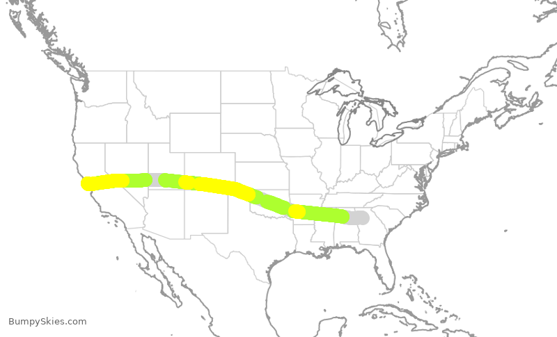 Turbulence forecast map for DAL545, ATL to SFO