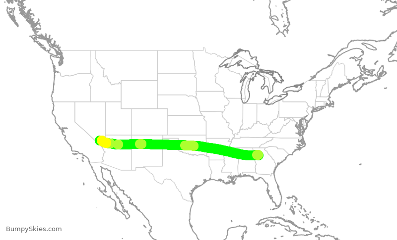 Turbulence forecast map for DAL549, ATL to LAS