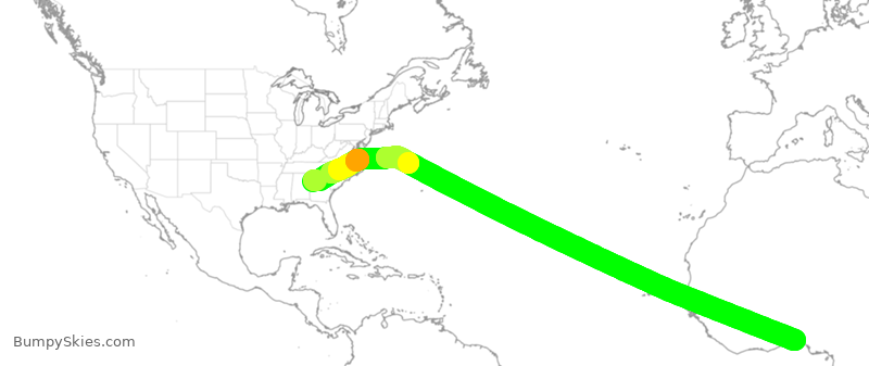Turbulence forecast map for DAL54, ATL to LOS