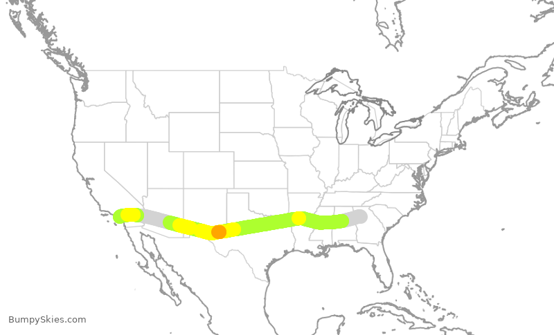 Turbulence forecast map for DAL556, ATL to SNA