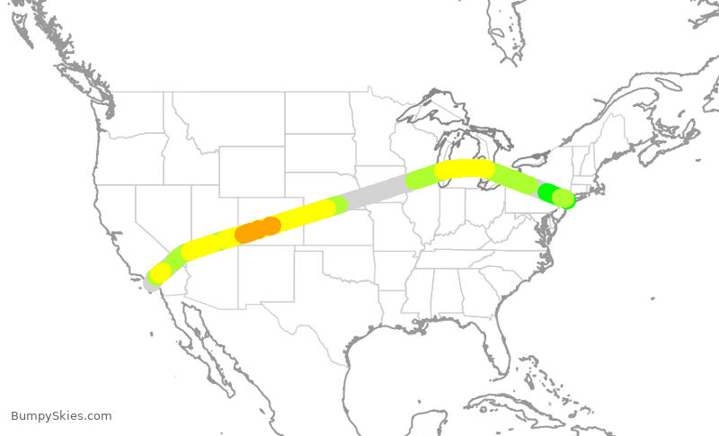 Turbulence forecast map for DAL556, SNA to JFK