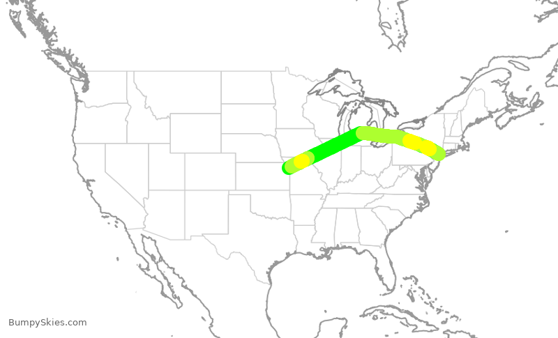 Turbulence forecast map for DAL563, LGA to MCI