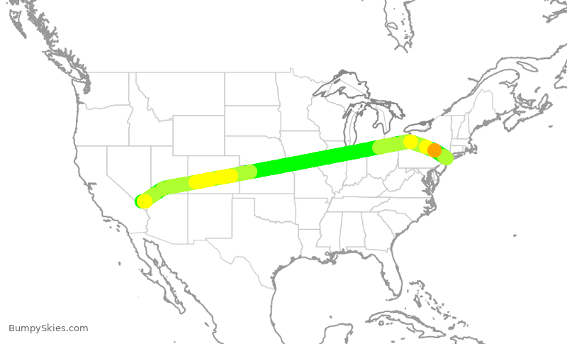 Turbulence forecast map for DAL568, JFK to LAS