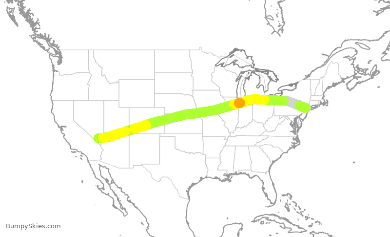 Turbulence forecast map for DAL568, LAS to JFK
