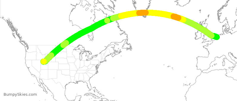 Turbulence forecast map for DAL56, SLC to AMS