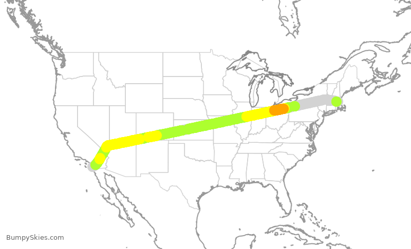 Turbulence forecast map for DAL571, SAN to BOS
