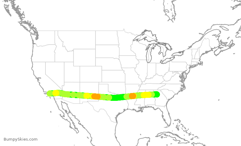 Turbulence forecast map for DAL575, ATL to LAX