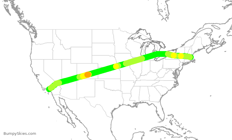 Turbulence forecast map for DAL575, LAX to BOS