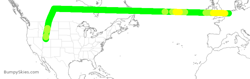 Turbulence forecast map for DAL57, HAM to SLC