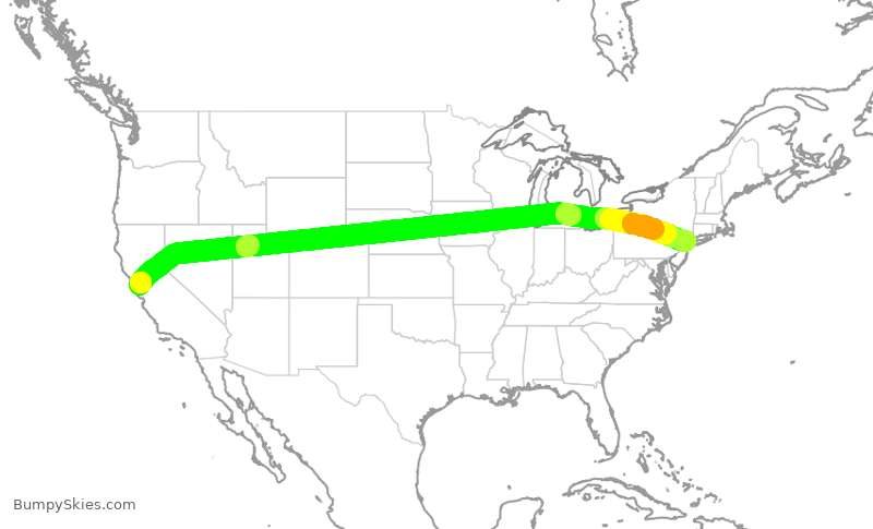 Turbulence forecast map for DAL606, SFO to JFK