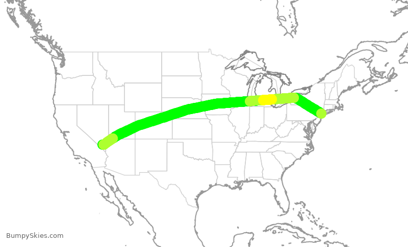 Turbulence forecast map for DAL607, JFK to LAS