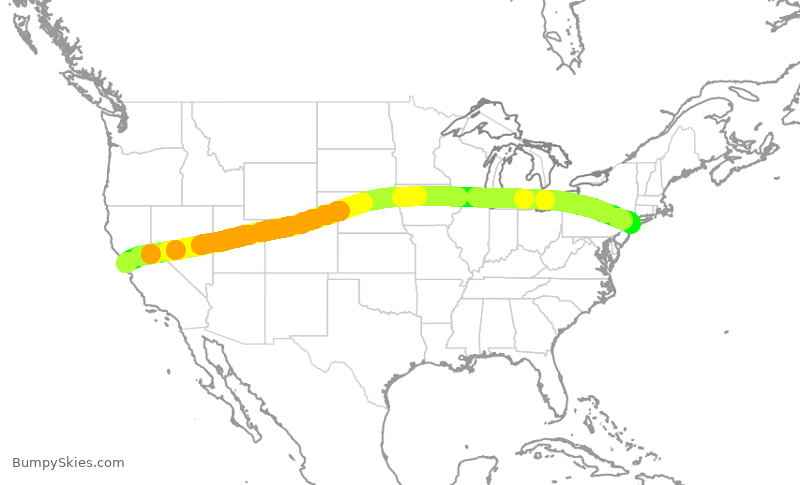 Turbulence forecast map for DAL630, SFO to JFK