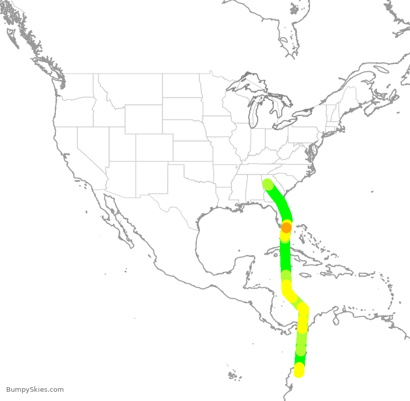 Turbulence forecast map for DAL633, ATL to UIO
