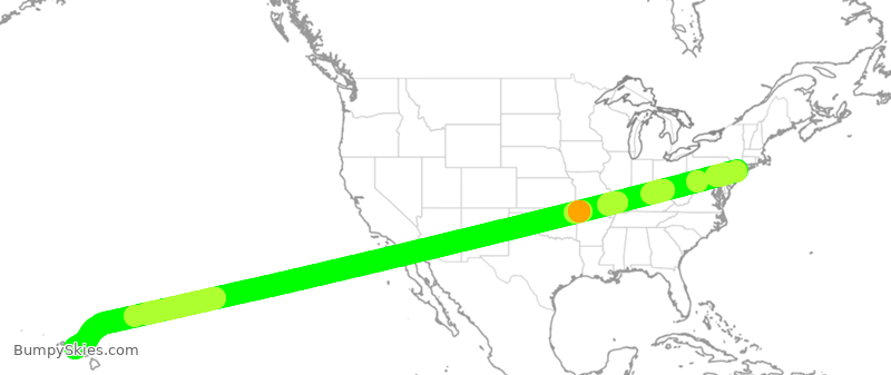 Turbulence forecast map for DAL636, JFK to HNL