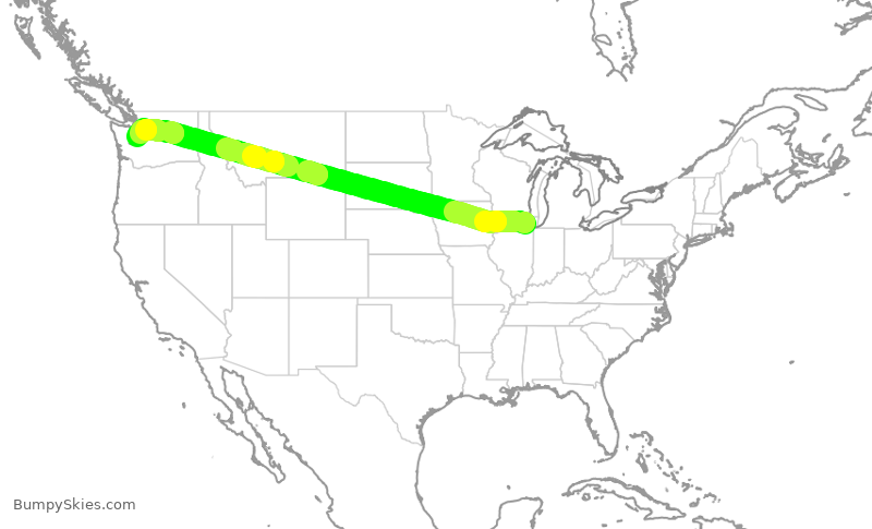 Turbulence forecast map for DAL637, ORD to SEA