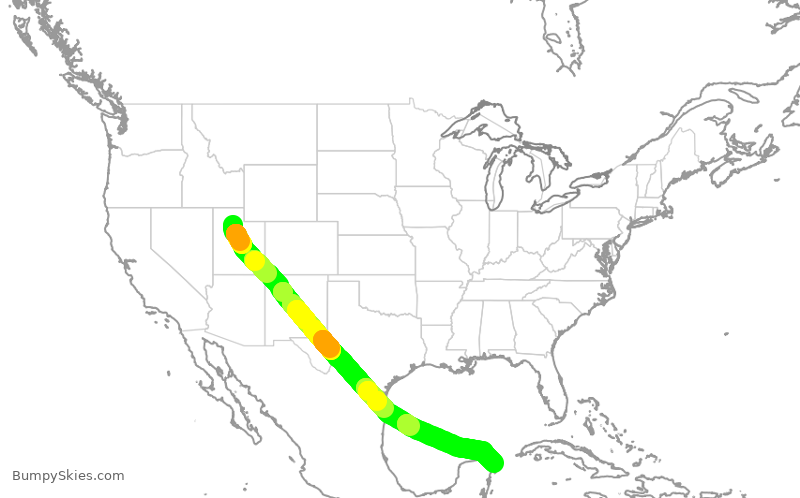 Turbulence forecast map for DAL649, SLC to CUN