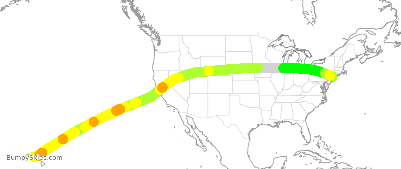 Turbulence forecast map for DAL650, HNL to JFK