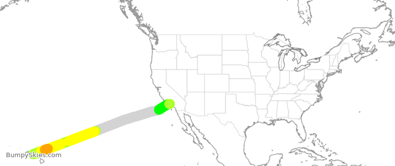 Turbulence forecast map for DAL658, HNL to LAX