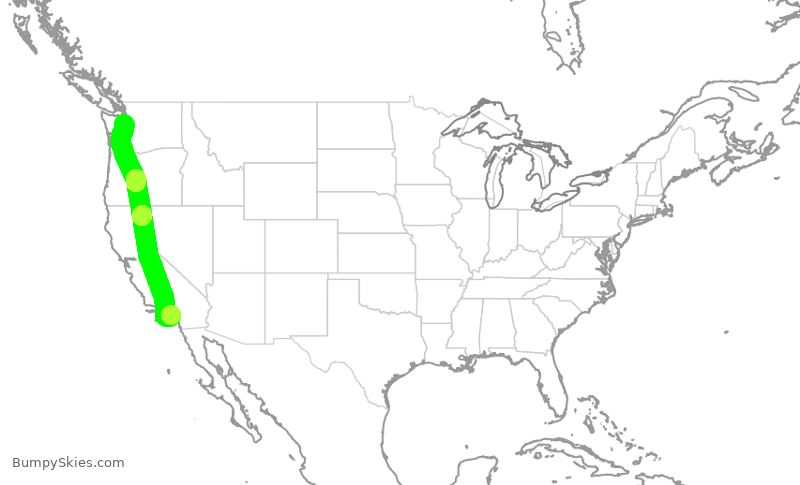 Turbulence forecast map for DAL661, SNA to SEA