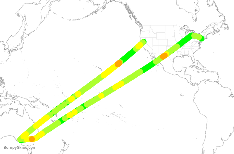 Turbulence forecast map for DAL667, JFK to SFO