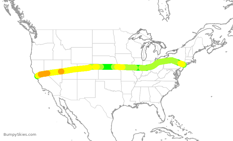Turbulence forecast map for DAL669, SFO to JFK