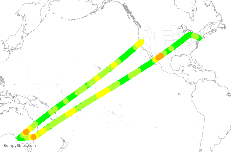 Turbulence forecast map for DAL670, JFK to SFO