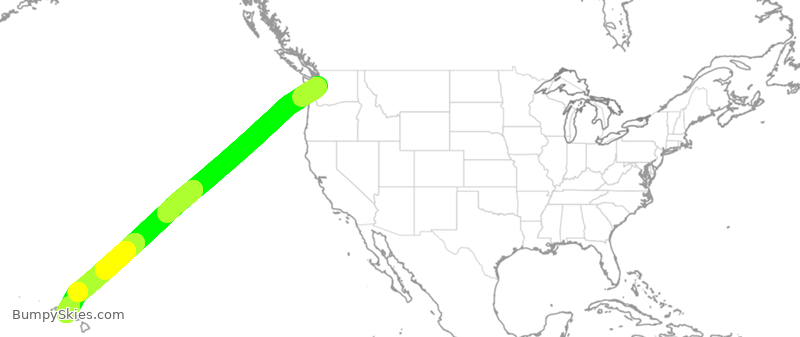 Turbulence forecast map for DAL672, SEA to HNL
