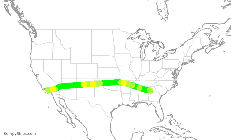 Turbulence forecast map for DAL673, ATL to LAX