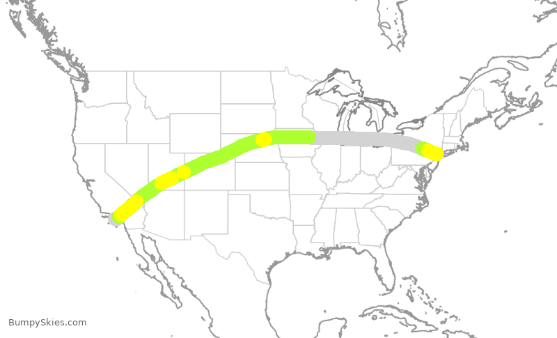 Turbulence forecast map for DAL676, LAX to JFK