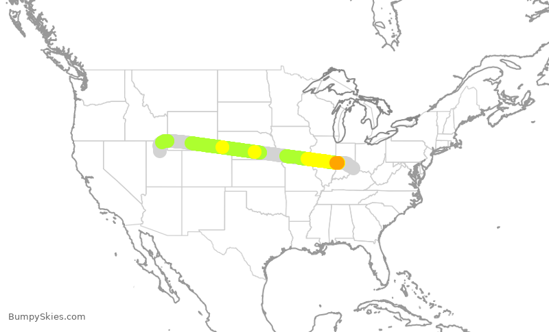 Turbulence forecast map for DAL678, CVG to SLC