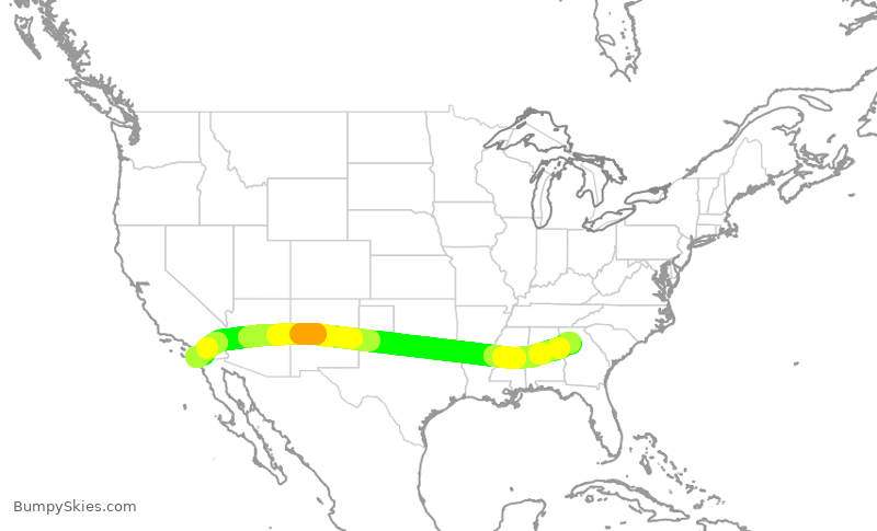 Turbulence forecast map for DAL680, ATL to SAN