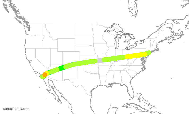 Turbulence forecast map for DAL685, JFK to SAN