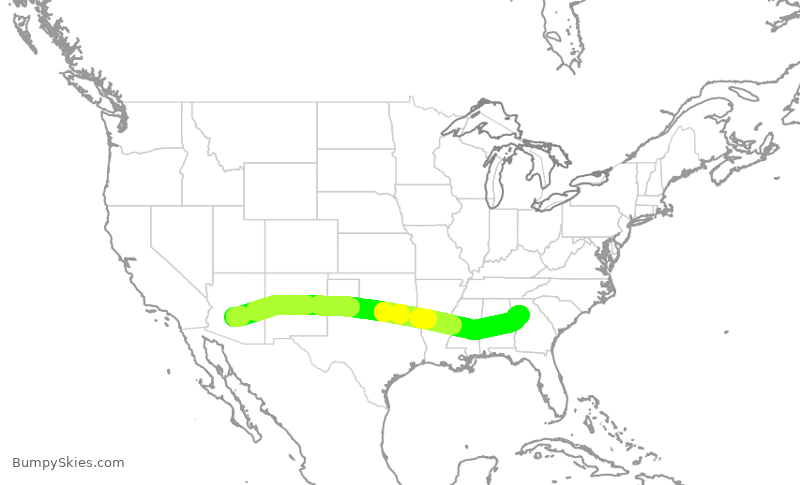Turbulence forecast map for DAL687, PHX to ATL