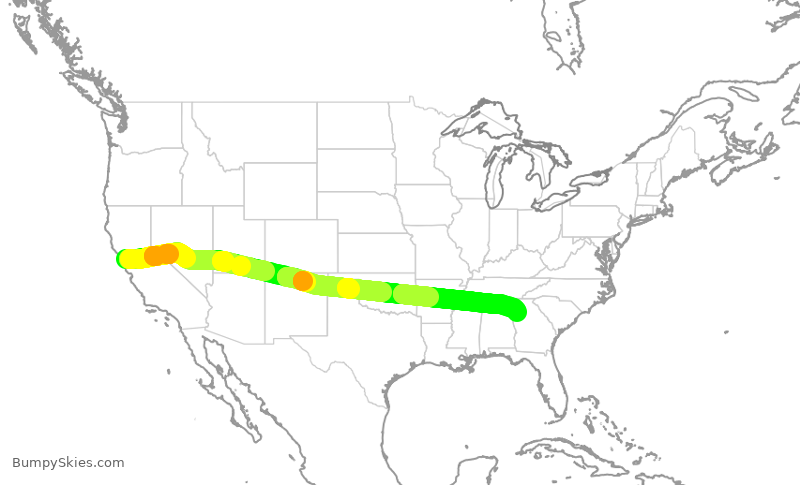 Turbulence forecast map for DAL690, SFO to ATL