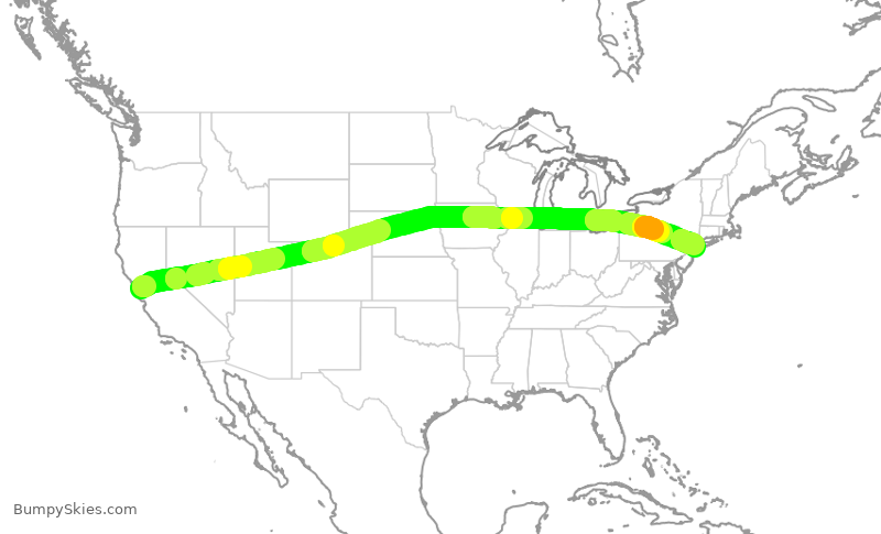 Turbulence forecast map for DAL691, SFO to JFK