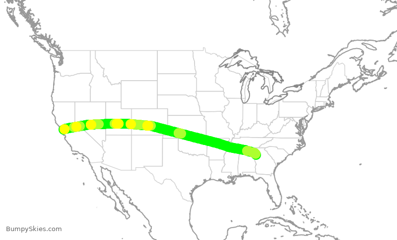 Turbulence forecast map for DAL693, SFO to ATL