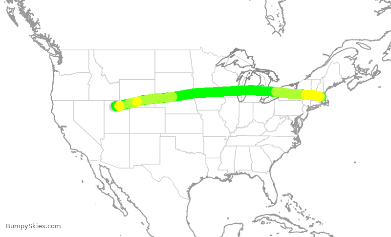 Turbulence forecast map for DAL696, SLC to BOS