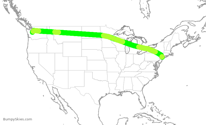 Turbulence forecast map for DAL699, JFK to SEA