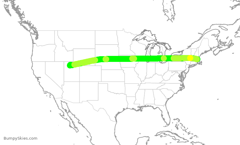 Turbulence forecast map for DAL702, SLC to BOS