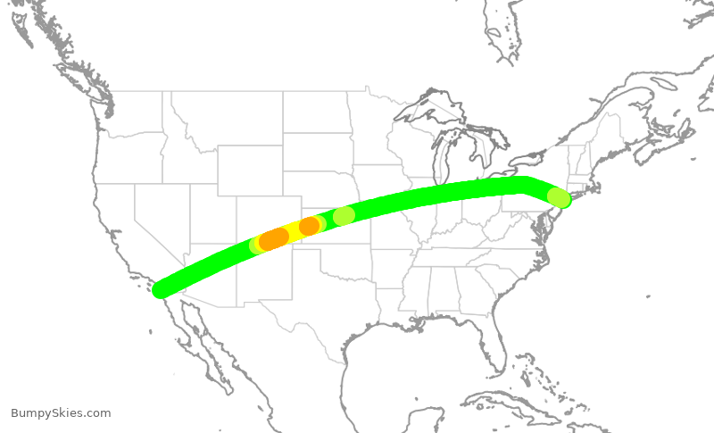 Turbulence forecast map for DAL709, SAN to JFK