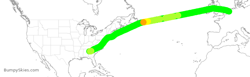 Turbulence forecast map for DAL70, ATL to HAM
